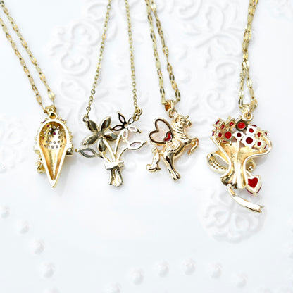 Valentine’s Collection – Charms Necklace - Red Bouquet Unicorn Ice Cream