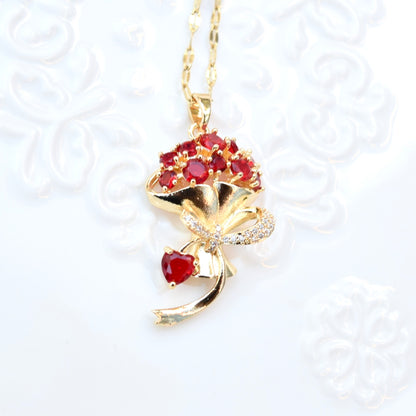 Valentine’s Collection – Charms Necklace - Red Bouquet Unicorn Ice Cream