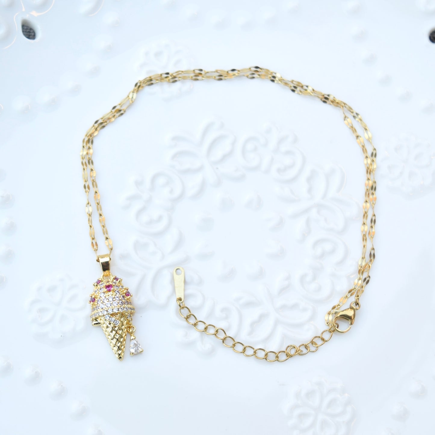 Valentine’s Collection – Charms Necklace - Red Bouquet Unicorn Ice Cream