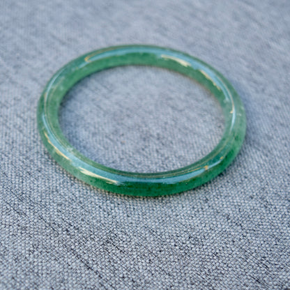60.3 mm Strawberry Quartz Bangle Bracelet - Green