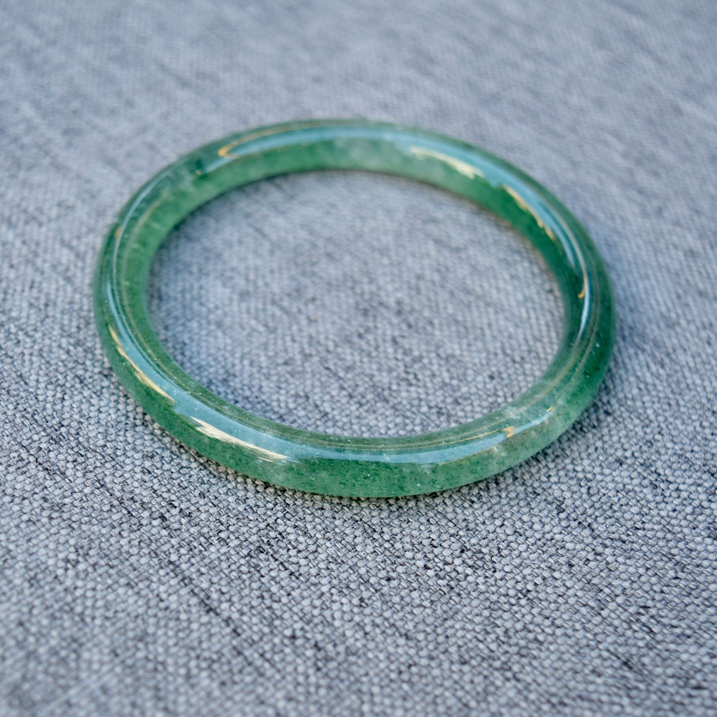 60.3 mm Strawberry Quartz Bangle Bracelet - Green