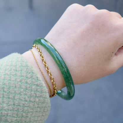 60.3 mm Strawberry Quartz Bangle Bracelet - Green