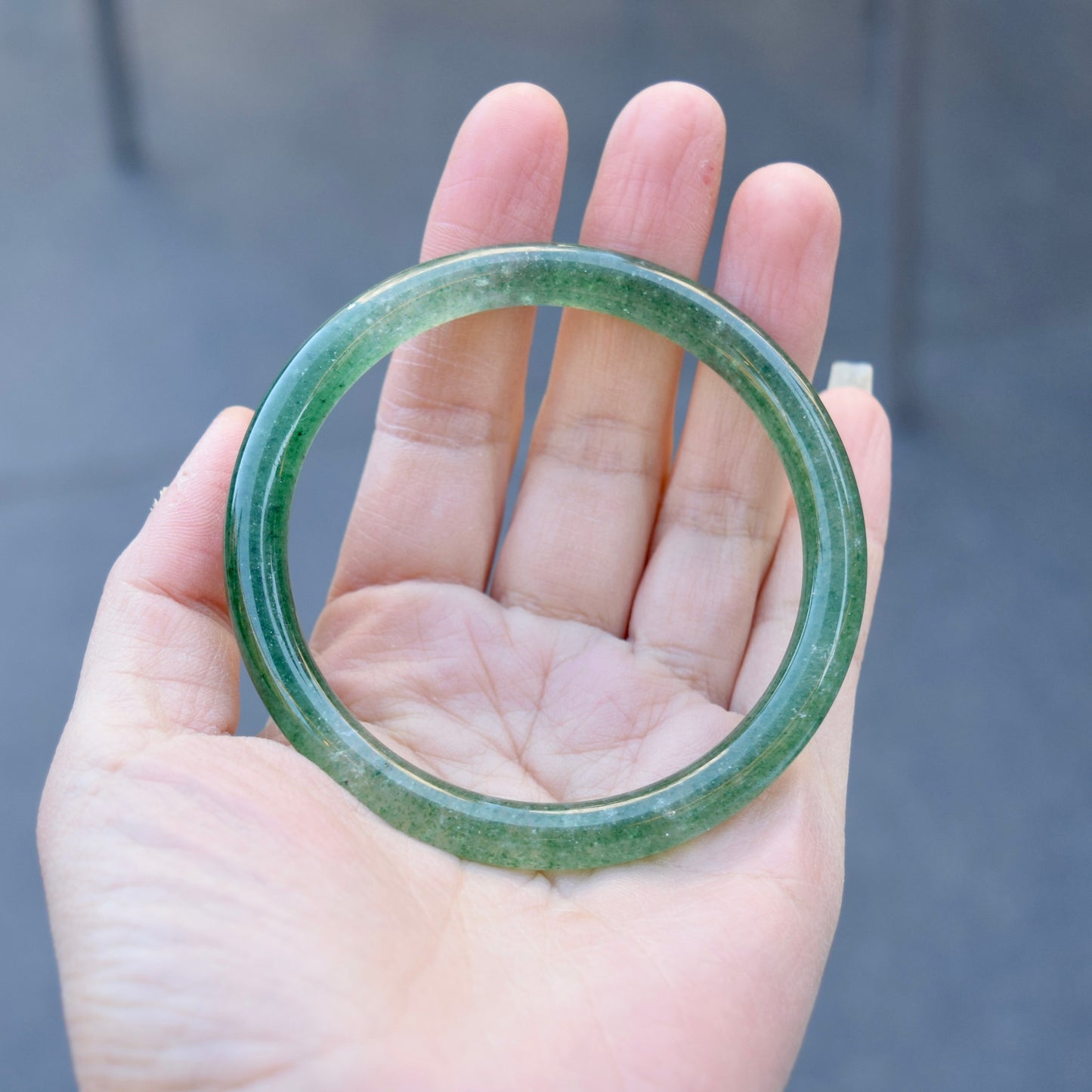 60.3 mm Strawberry Quartz Bangle Bracelet - Green