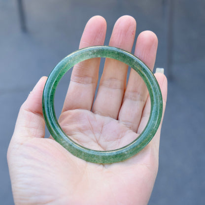 60.3 mm Strawberry Quartz Bangle Bracelet - Green