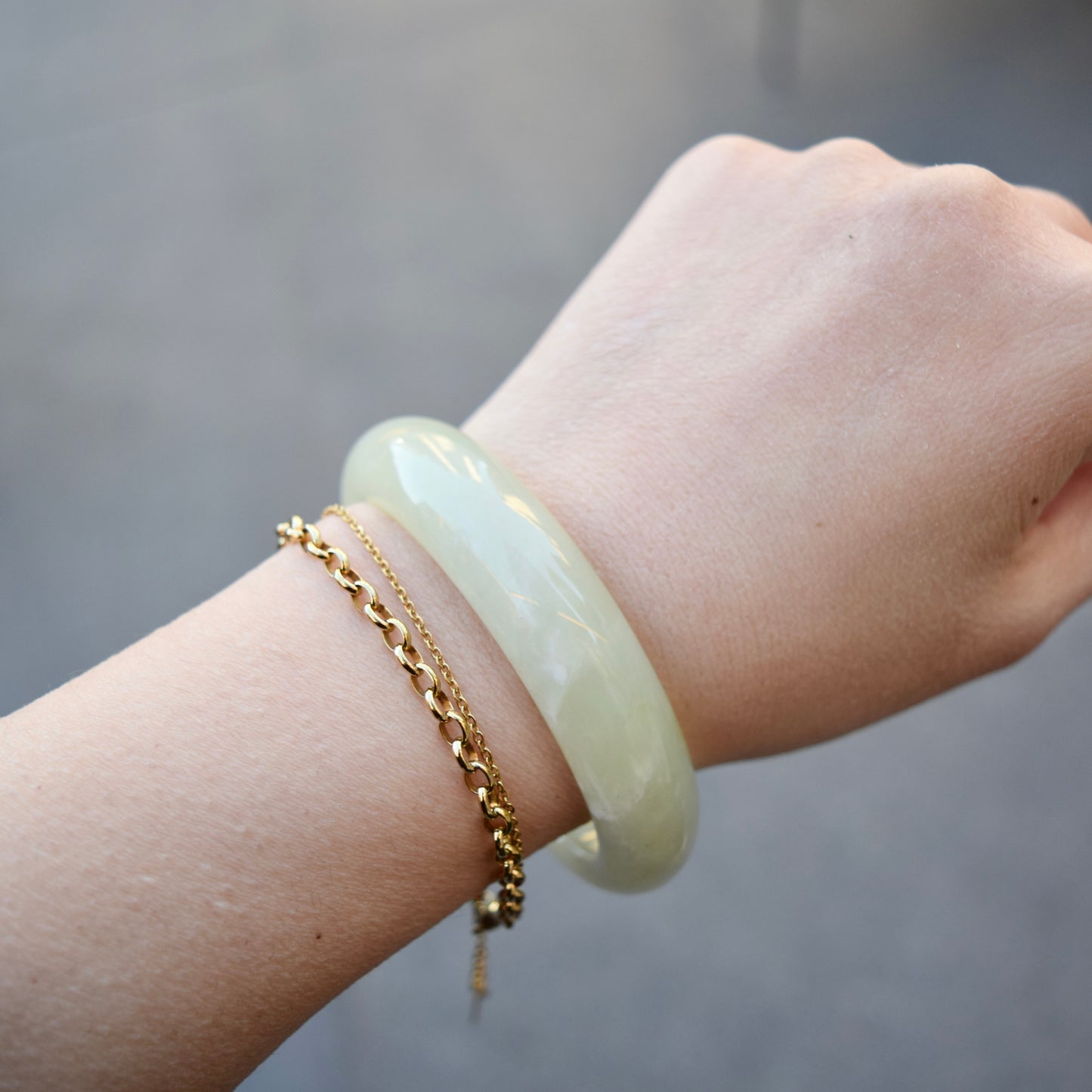 55.1 mm Serpentine Jade Bangle - Green