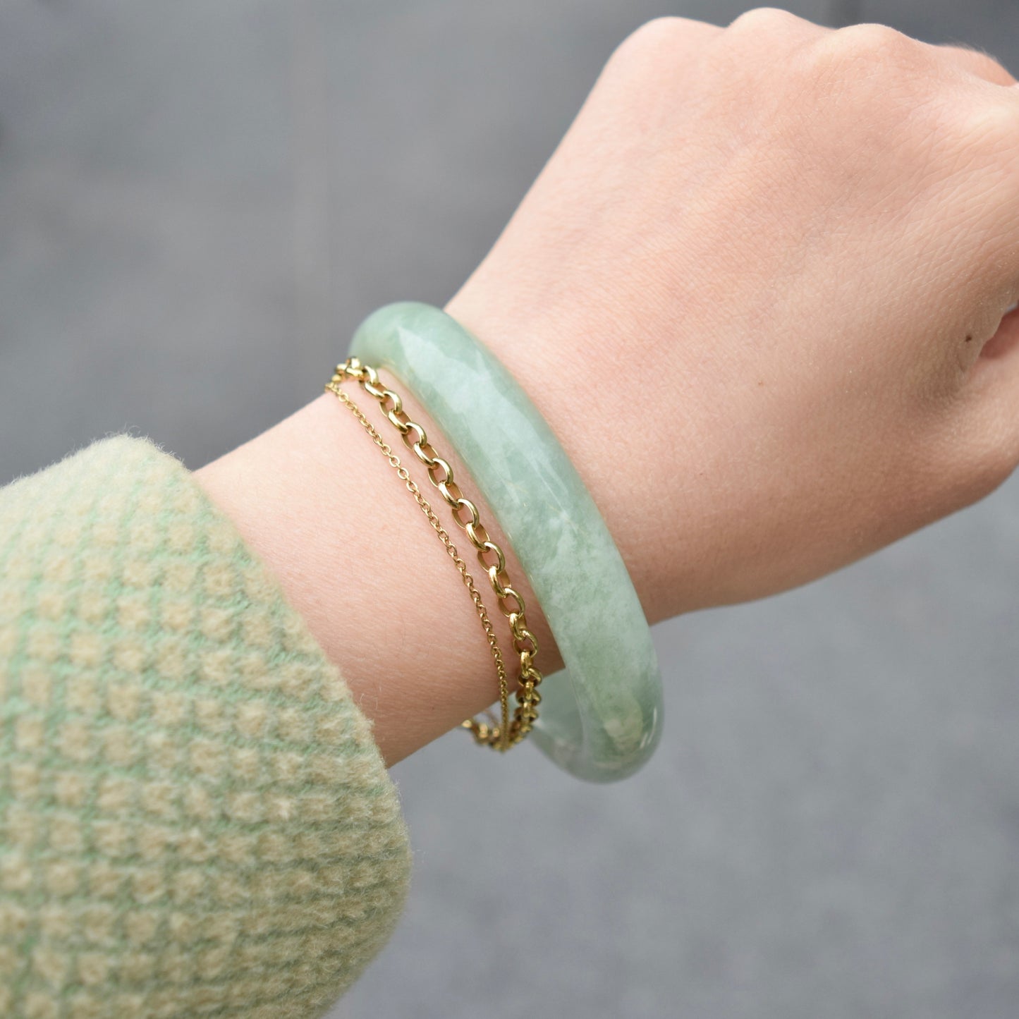 62.4 mm Serpentine Jade Bangle - Green