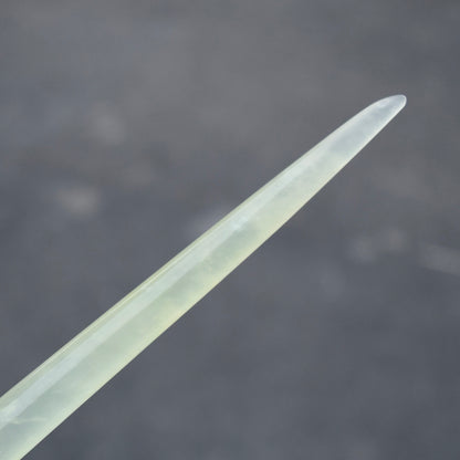 Green Icy Peony Carved Hairpin - Serpentine Jade Hair Stick