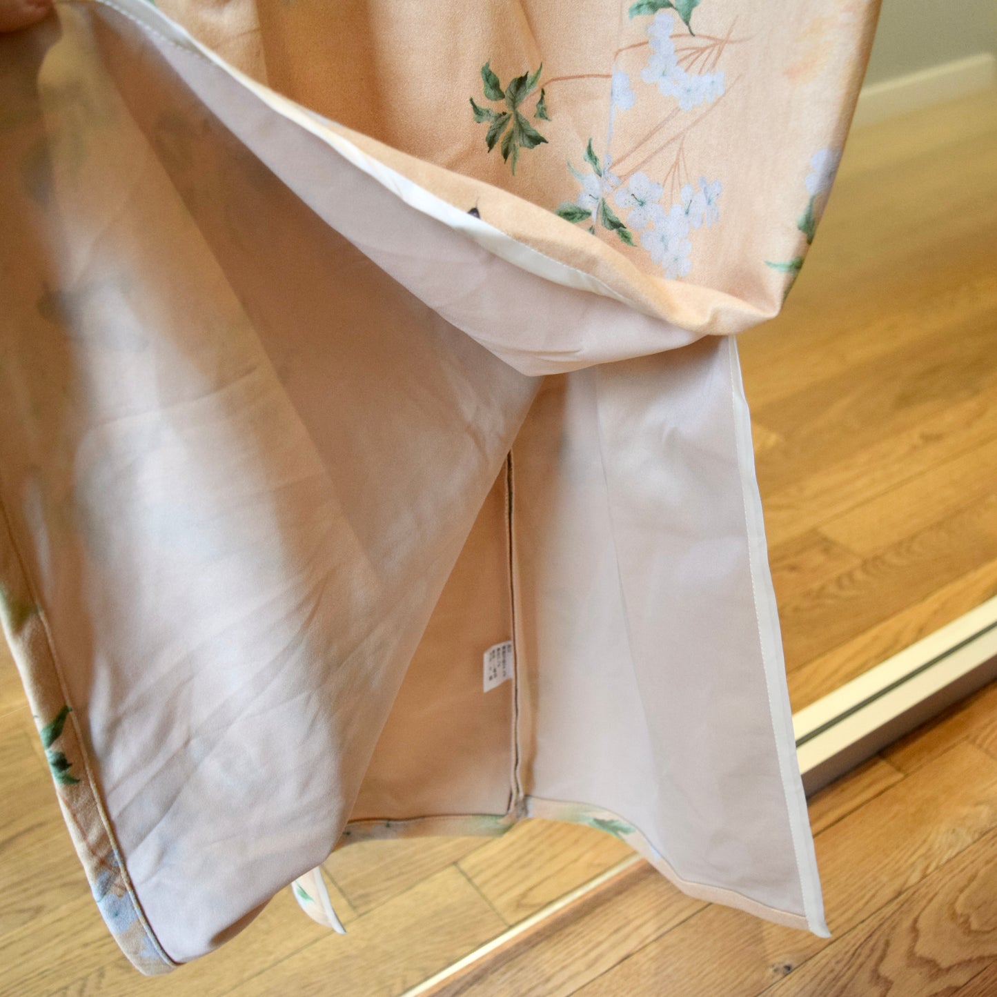 Yellow Flora Butterfly Qipao Midi Dress - Faux Suedue Chinese Cheongsam