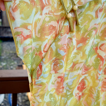 Yellow Rose Printed Qipao Long Dress - Chinese Traditional Cheongsam