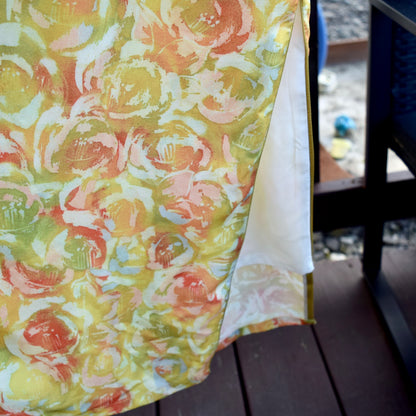 Yellow Rose Printed Qipao Long Dress - Chinese Traditional Cheongsam