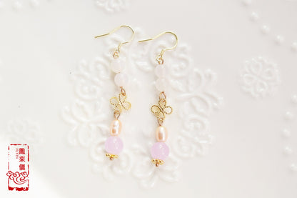 Lucky Clover Pearl Earrings - Chinese Purple Quartz Earrings