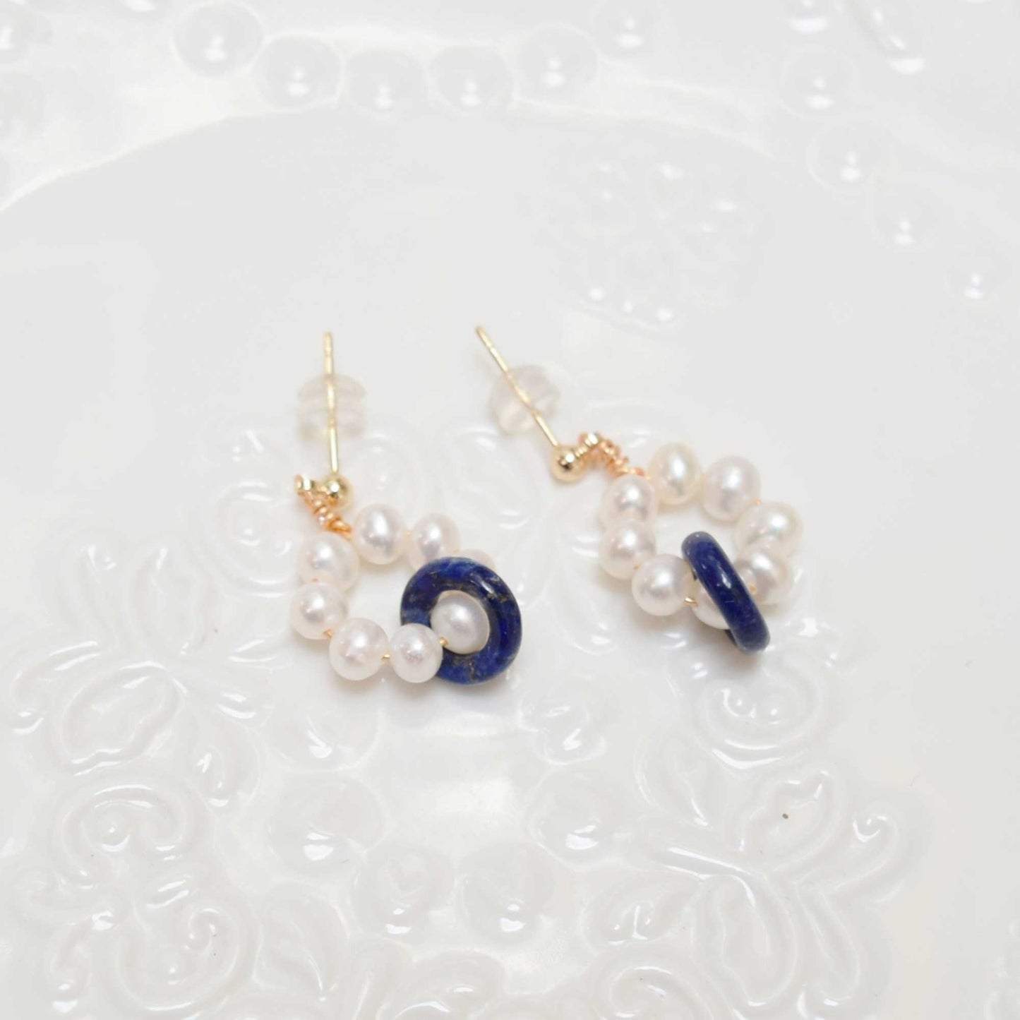 Jade Circle Earrings: Gold Filled, Freshwater Pearl, Green Agate