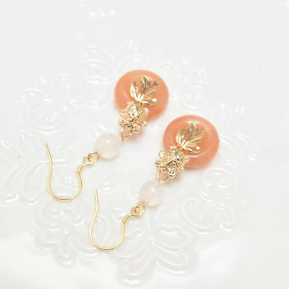 Fish Quartz Jade Circle Earrings - Chinese jade Donut Earrings