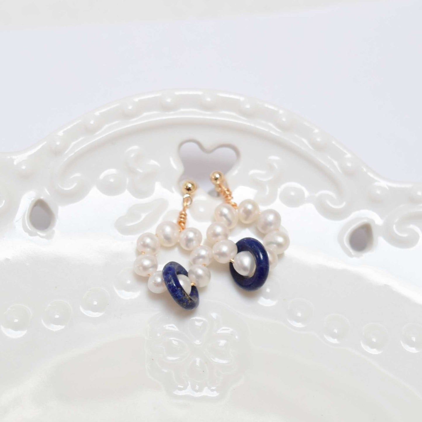 Jade Circle Earrings: Gold Filled, Freshwater Pearl, Green Agate