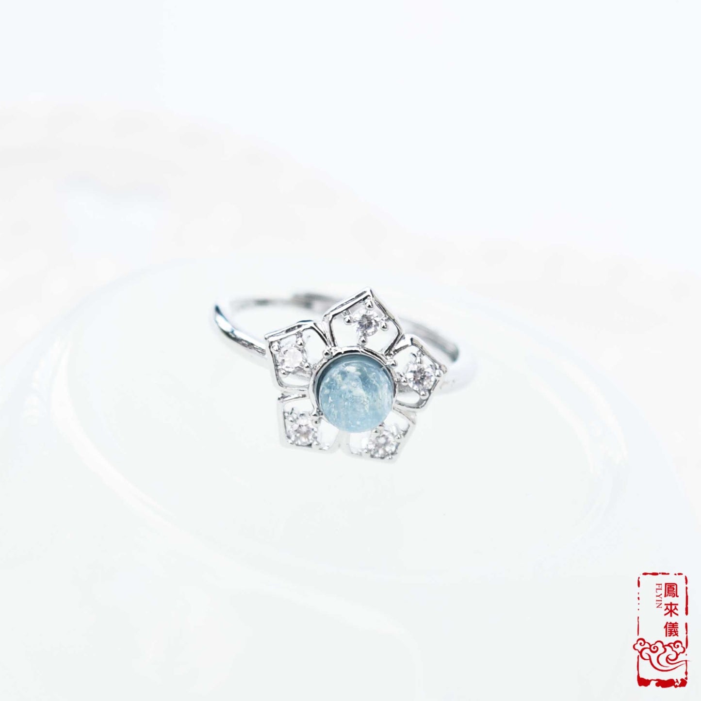 Gourd/Flower semi-precious stone Rings - Plated Silver Rings