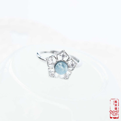 Gourd/Flower semi-precious stone Rings - Plated Silver Rings