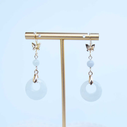 Jadeite Peace Buckle Earrings - White