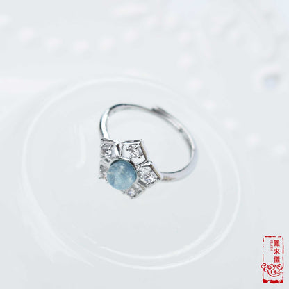 Gourd/Flower semi-precious stone Rings - Plated Silver Rings