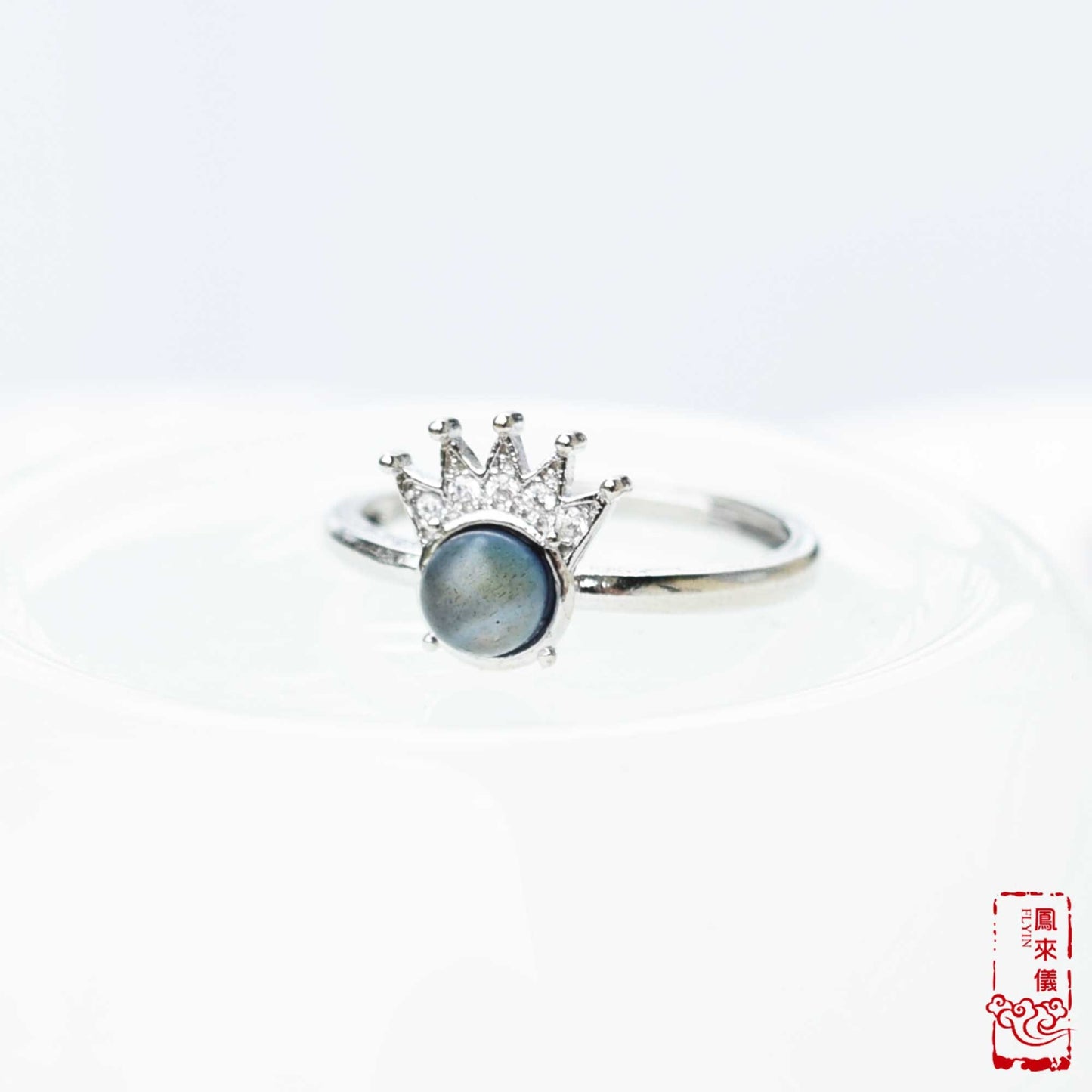 Gourd/Flower semi-precious stone Rings - Plated Silver Rings