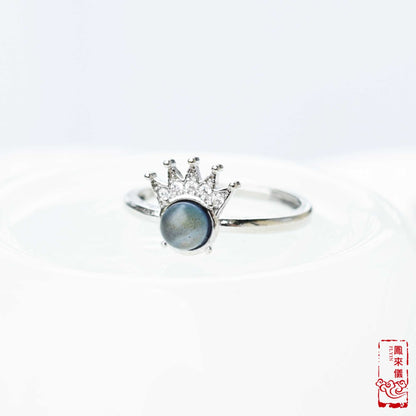 Gourd/Flower semi-precious stone Rings - Plated Silver Rings