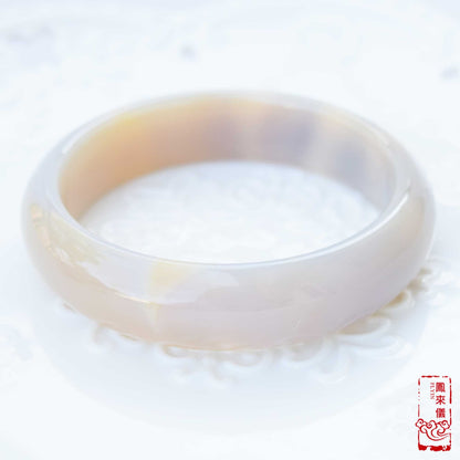 58 mm Gray Agate Bangle Bracelet: Chinese Jade-like Ornament