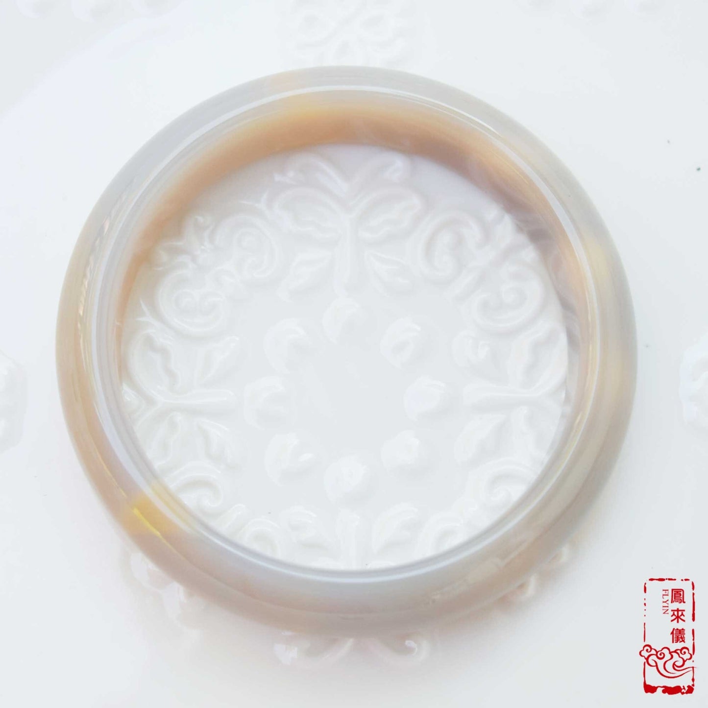 58 mm Gray Agate Bangle Bracelet: Chinese Jade-like Ornament