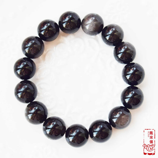 Silver Obsidian Beaded Bracelet - Natural Gemstone Jewelry