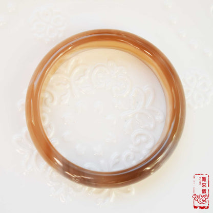 56 mm Brown Agate Bangle - Natural Jade Stone