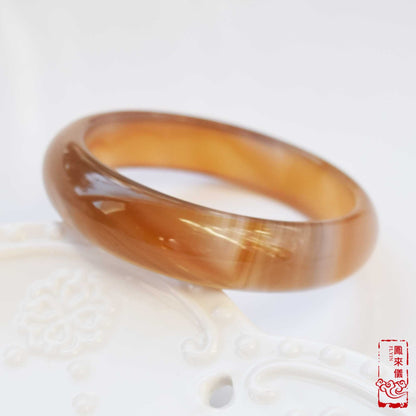 56 mm Brown Agate Bangle - Natural Jade Stone