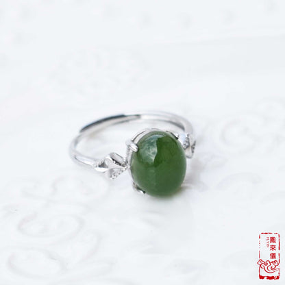 Gourd/Flower semi-precious stone Rings - Plated Silver Rings
