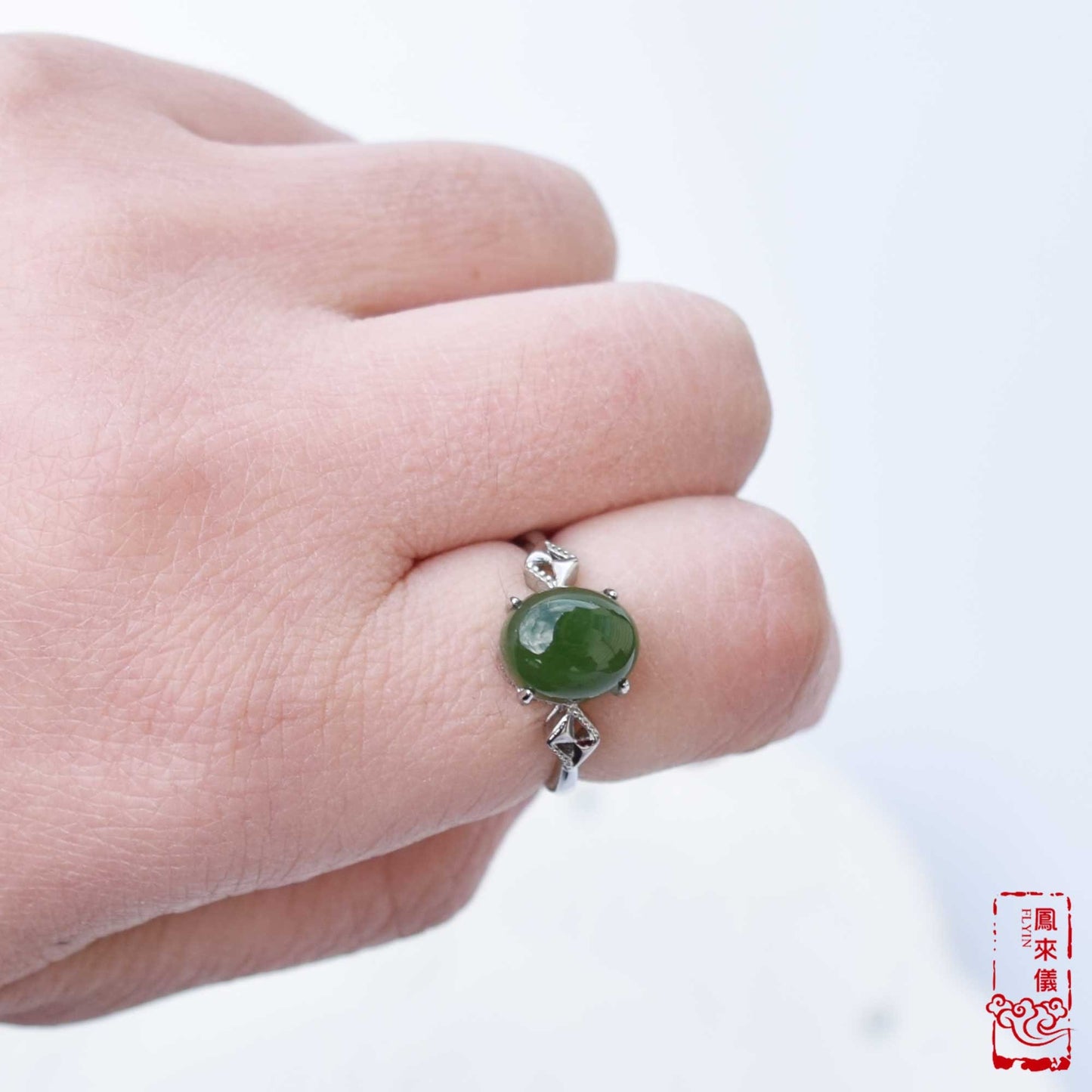 Gourd/Flower semi-precious stone Rings - Plated Silver Rings