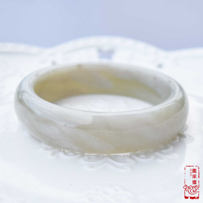 58.8 mm Natural Jade Bangle - White Gray