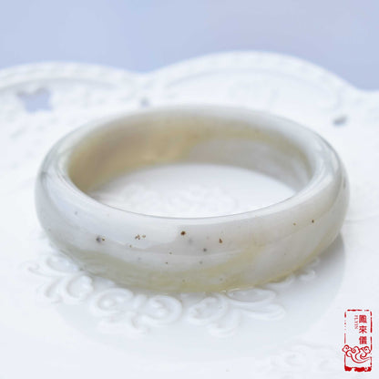 58.8 mm Natural Jade Bangle - White Gray