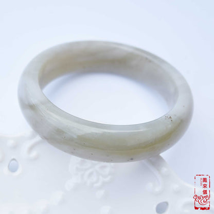 58.8 mm Natural Jade Bangle - White Gray