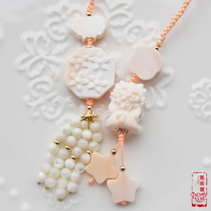 Queen Conch Shell Tassel: Lion, Bird, & Star Car Charm