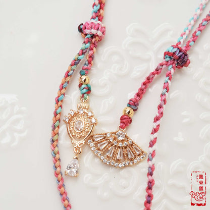 Orange Agate Lotus Necklace - Flower Pendant Braided Necklace