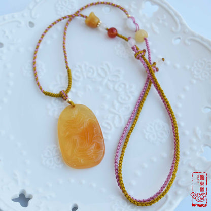 Orange Agate Lotus Necklace - Flower Pendant Braided Necklace