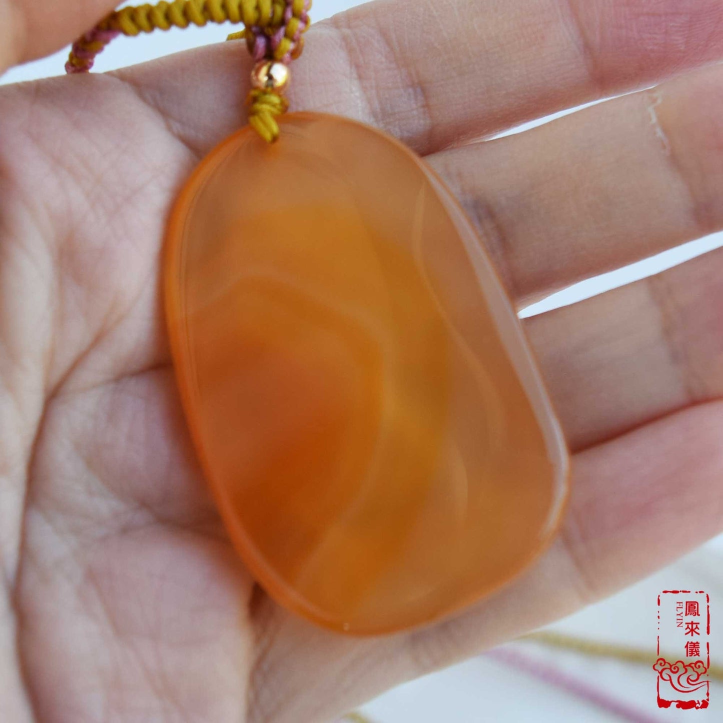 Orange Agate Lotus Necklace - Flower Pendant Braided Necklace