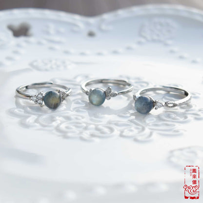 Gourd/Flower semi-precious stone Rings - Plated Silver Rings