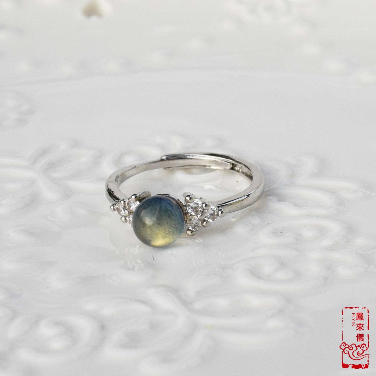 Gourd/Flower semi-precious stone Rings - Plated Silver Rings