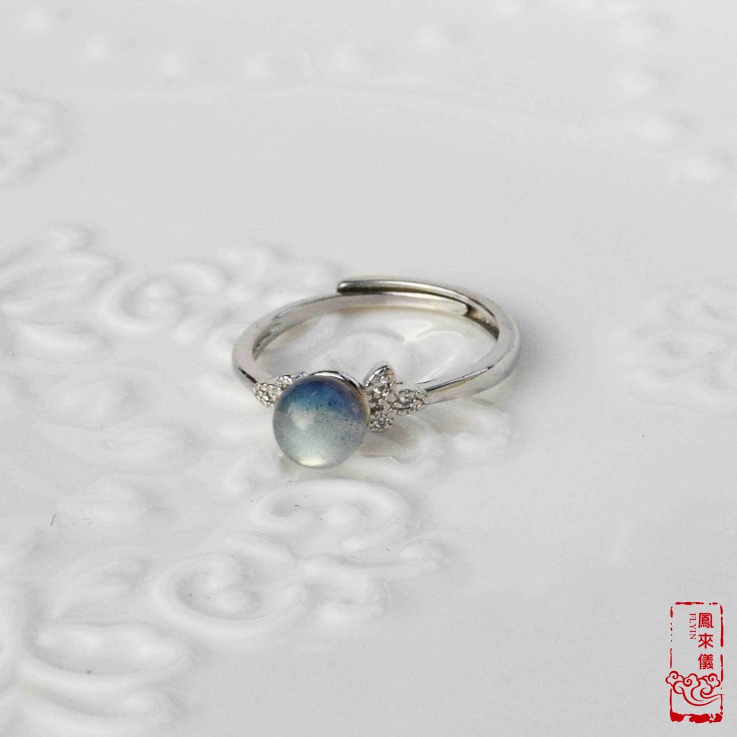 Gourd/Flower semi-precious stone Rings - Plated Silver Rings