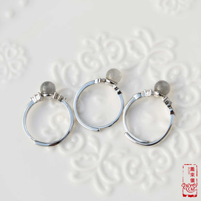 Gourd/Flower semi-precious stone Rings - Plated Silver Rings