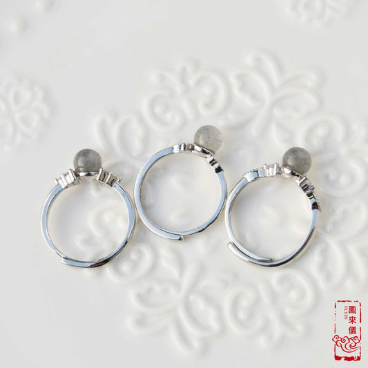 Gourd/Flower semi-precious stone Rings - Plated Silver Rings