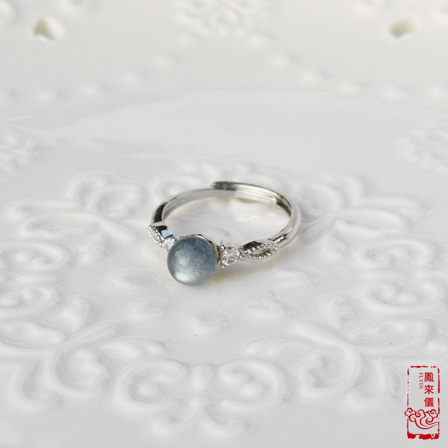 Gourd/Flower semi-precious stone Rings - Plated Silver Rings