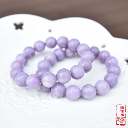 11.6 mm Lepidolite Beaded Bracelet - Lavender Purple Crystal Bracelet
