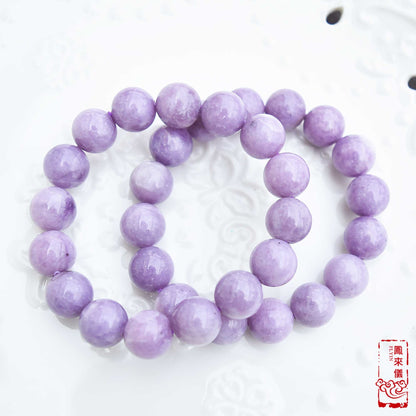 11.6 mm Lepidolite Beaded Bracelet - Lavender Purple Crystal Bracelet