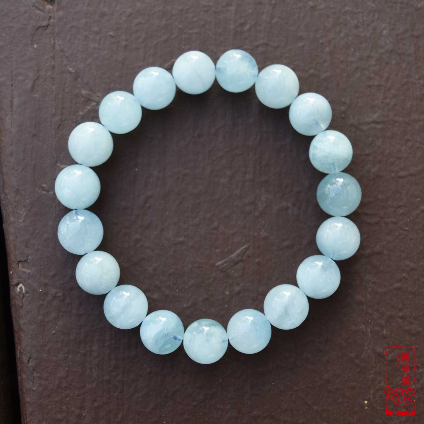 11.4 mm Aquamarine Beaded Bracelet - Natural Light Blue Quartz Bracelet 【Grade A】