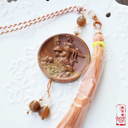 Rabbit Pattern Agate Pendant Tassel Accessory - Chinese Bag/Car/Waist Hanging Accessory - Moon Festival