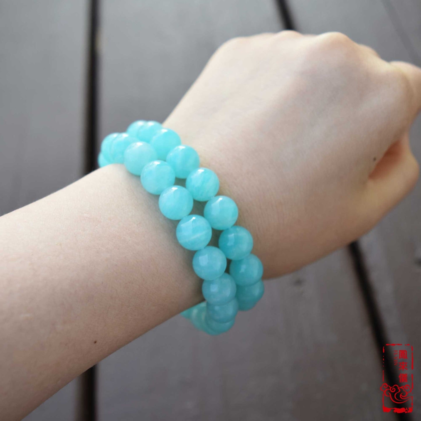 9 mm Amazonite Beaded Bracelet - Natural Light Blue Green Bracelet 【Grade A】