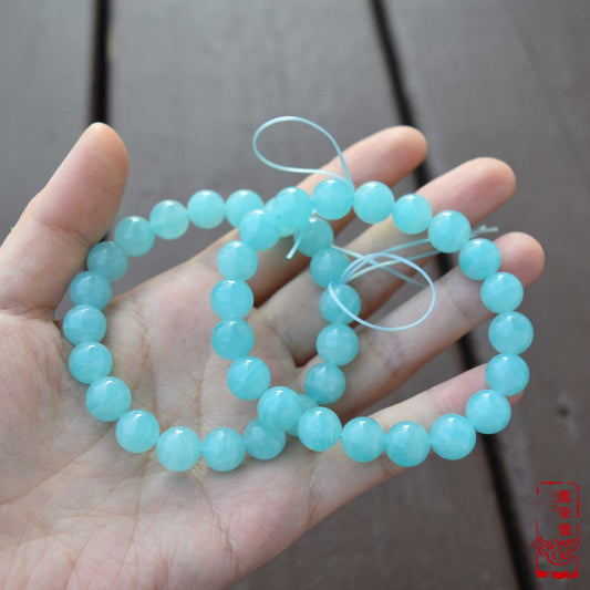 9 mm Amazonite Beaded Bracelet - Natural Light Blue Green Bracelet 【Grade A】